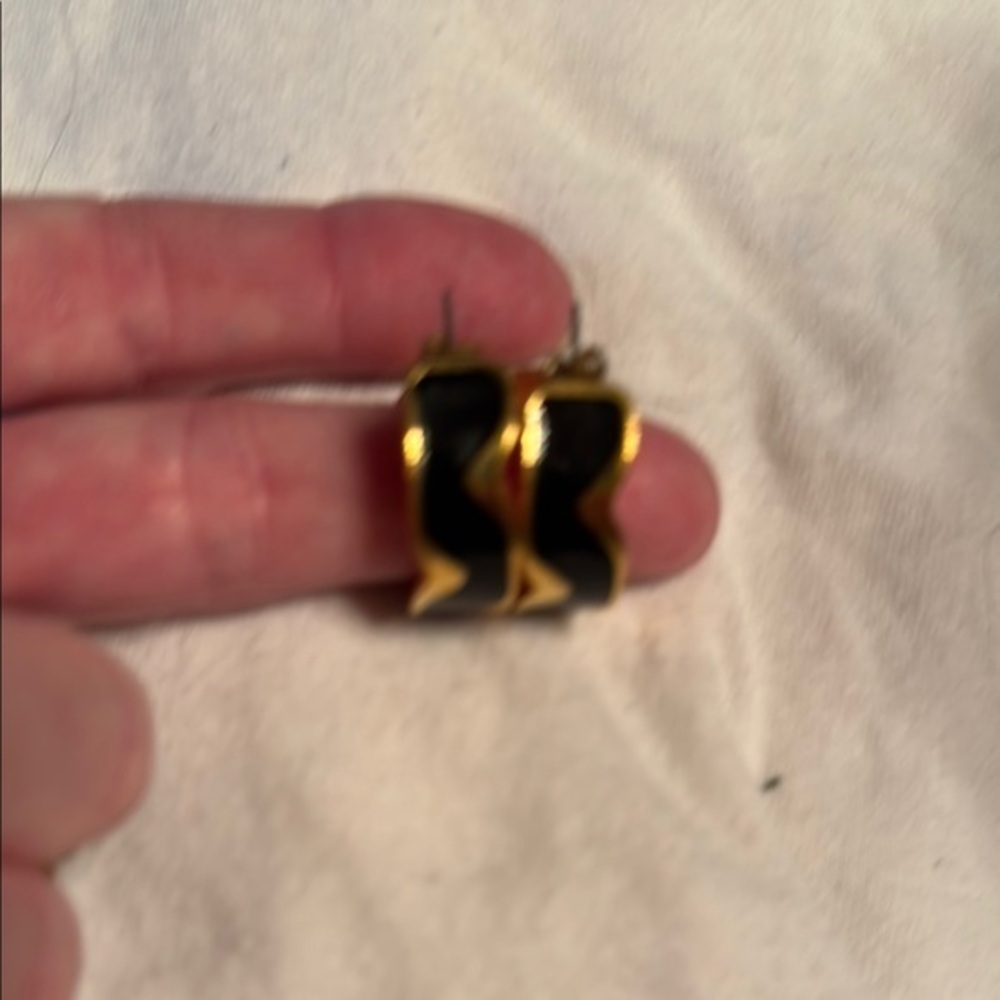 Gold and Black Wave Earrings